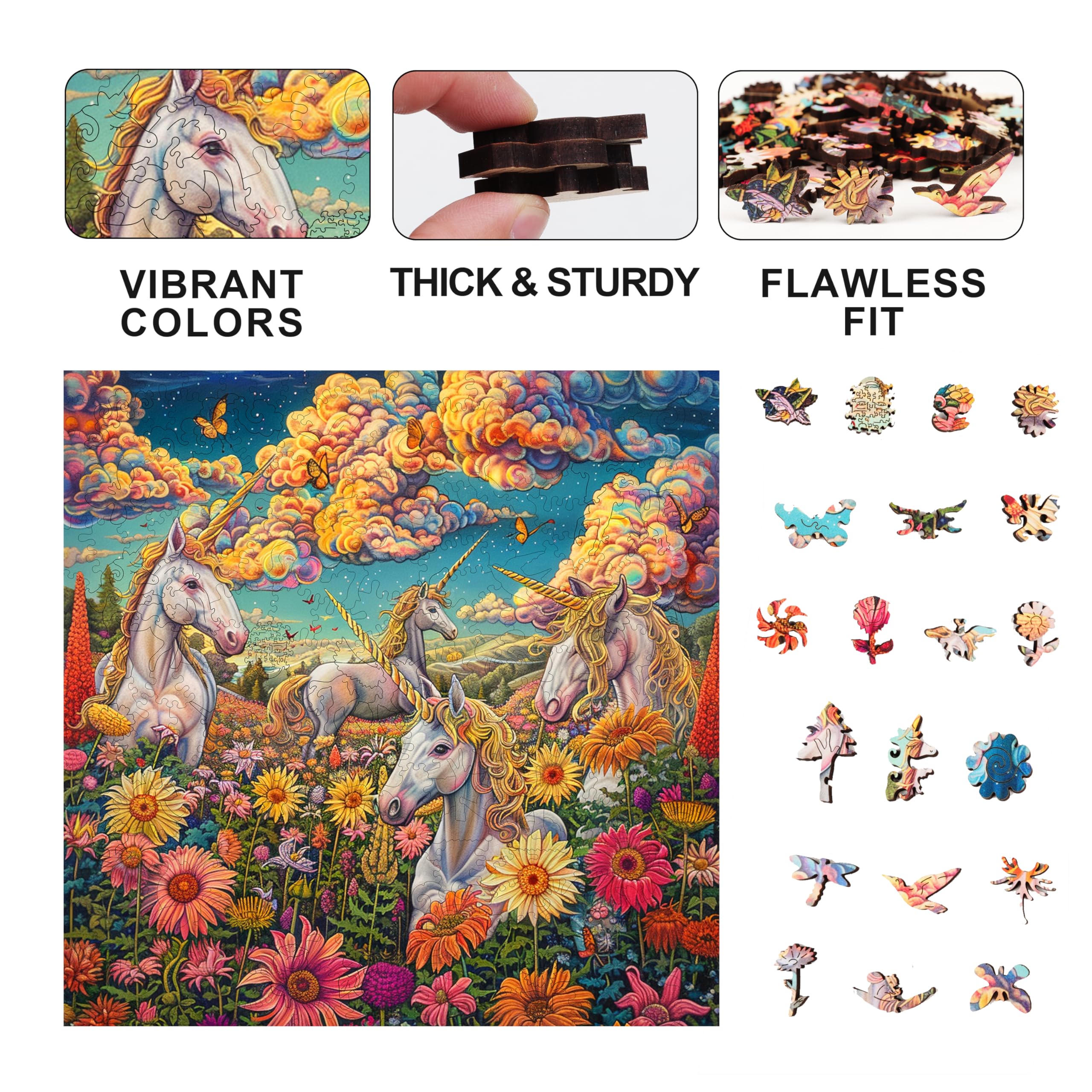 Amazon.com: Wooden Jigsaw Puzzle for Adults, Unicorn Sunflower